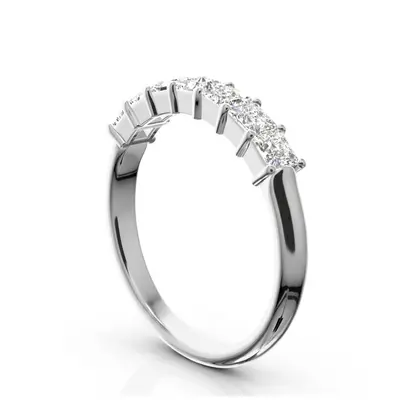 14K white gold Classic 7-Stone Princess Cut Closed Basket Setting Woman Anniversary Ring (3/4 ct. tw.) - alternate view 8 thumbnail