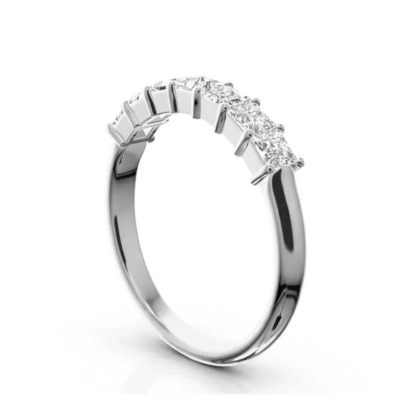 14K white gold Classic 7-Stone Princess Cut Closed Basket Setting Woman Anniversary Ring (3/4 ct. tw.) - alternate view 8
