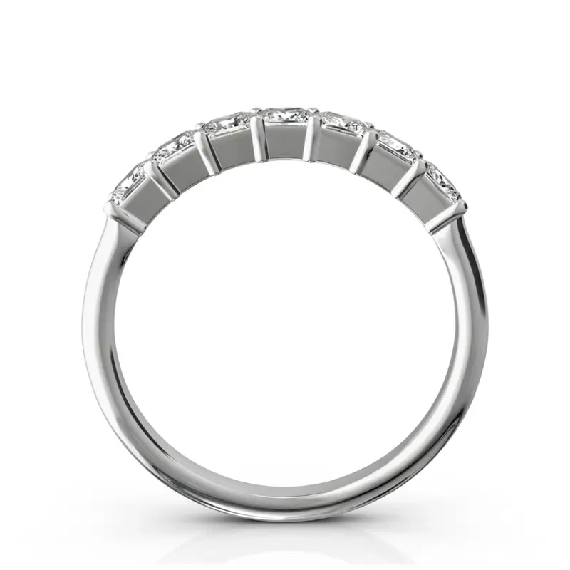 14K white gold Classic 7-Stone Princess Cut Closed Basket Setting Woman Anniversary Ring (3/4 ct. tw.) - alternate view 6