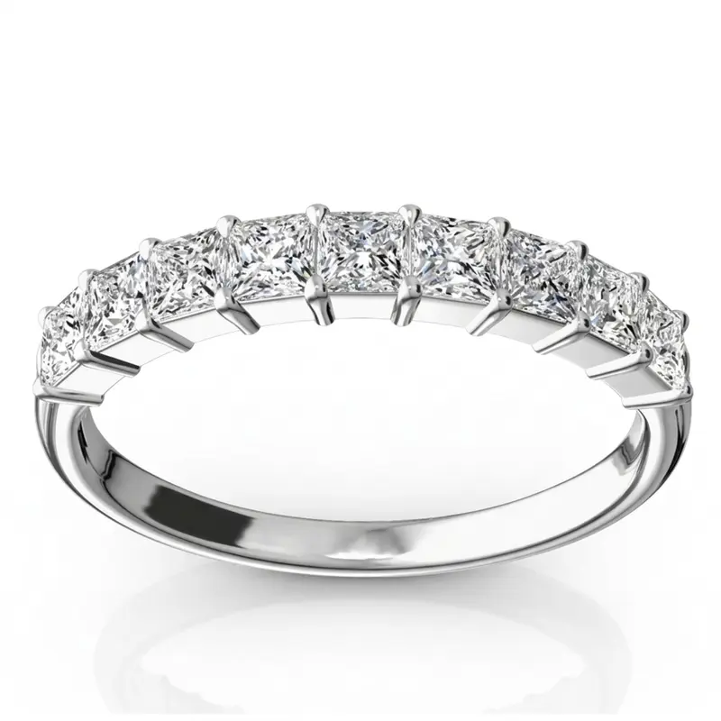 14K white gold Closed Basket Setting 9-Stone Princess Cut Anniversary Ring (3/4 ct. tw.) - main view