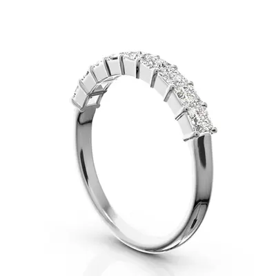 14K white gold Closed Basket Setting 9-Stone Princess Cut Anniversary Ring (3/4 ct. tw.) - alternate view 3 thumbnail