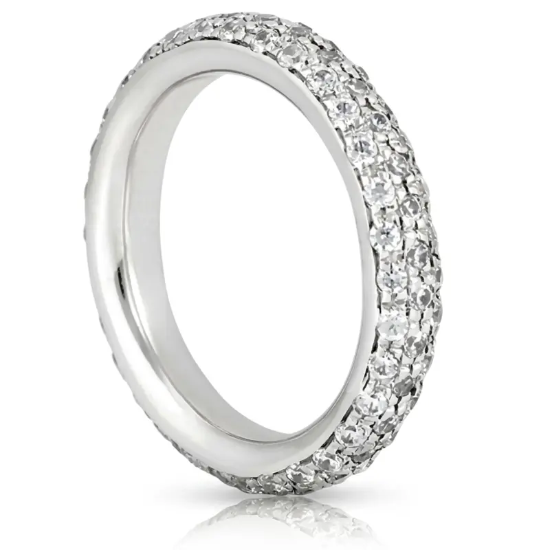 14K white gold Three Row Micro Pave Diamond Eternity Wedding Band (1 1/8 ct. tw.) - alternate view 3