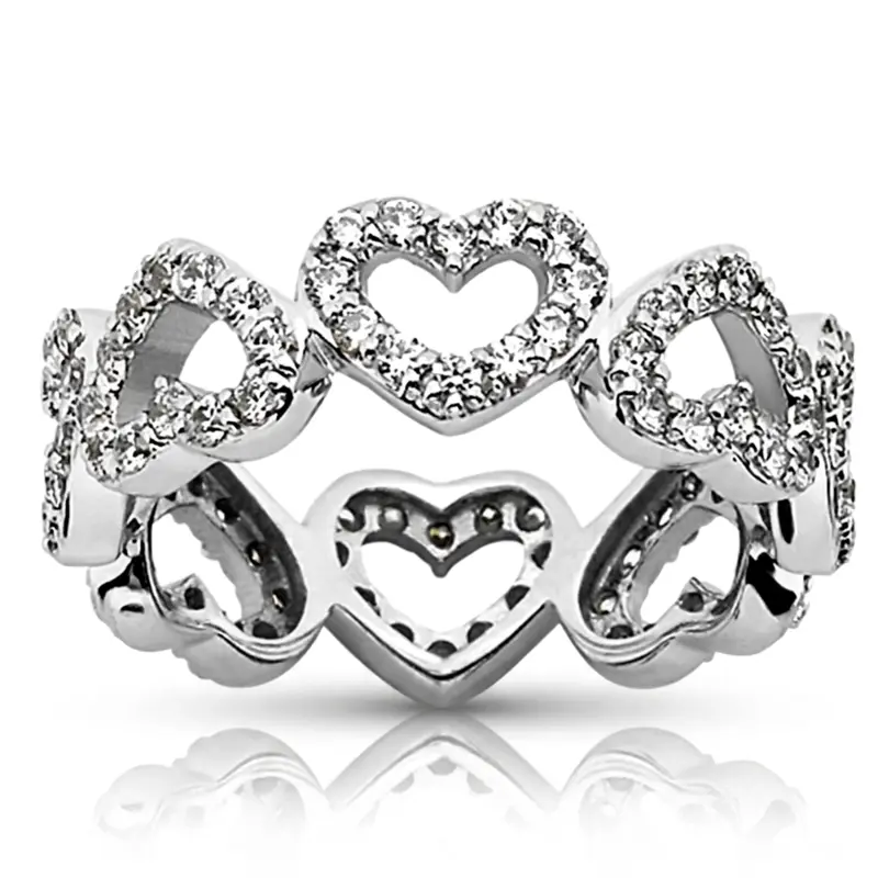 14K white gold Heart Design Eternity Wedding Band (1.44ct) 3 - main view