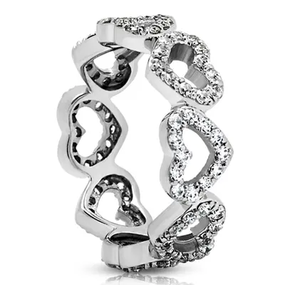 14K white gold Heart Design Eternity Wedding Band (1.44ct) 3 - alternate view 3 thumbnail