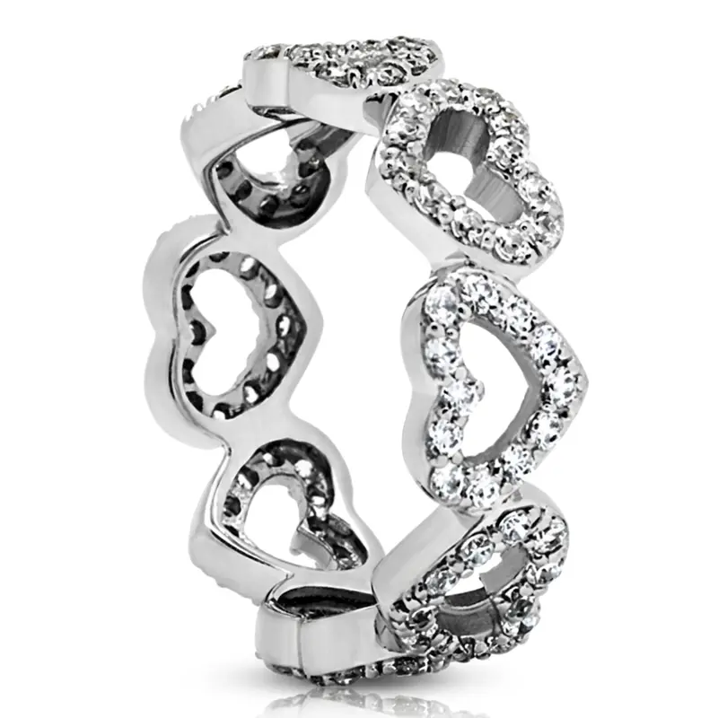14K white gold Heart Design Eternity Wedding Band (1.44ct) 3 - alternate view 3