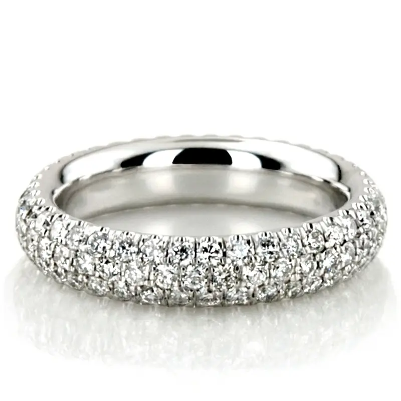 14K white gold Three Row Micro Pave Diamond Eternity Wedding Band (1 1/8 ct. tw.) - alternate view 2