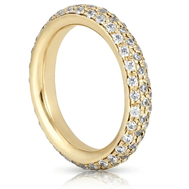 14K white gold Three Row Micro Pave Diamond Eternity Wedding Band (1 1/8 ct. tw.) - alternate view 4