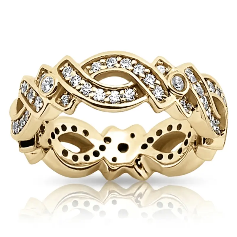14K white gold Elegant Bead Set Eternity Wedding Band (0.66 ct. tw.) - alternate view 2