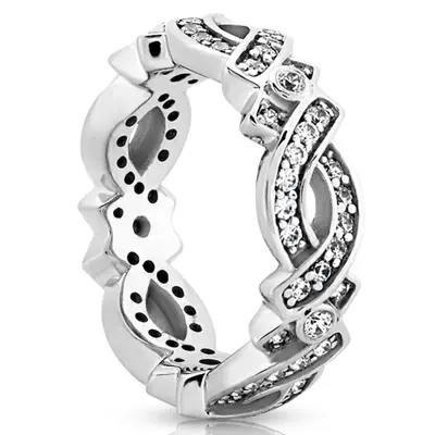 14K white gold Elegant Bead Set Eternity Wedding Band (0.66 ct. tw.) - alternate view 4 thumbnail