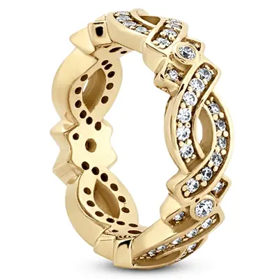 14K white gold Elegant Bead Set Eternity Wedding Band (0.66 ct. tw.) - alternate view 3 thumbnail