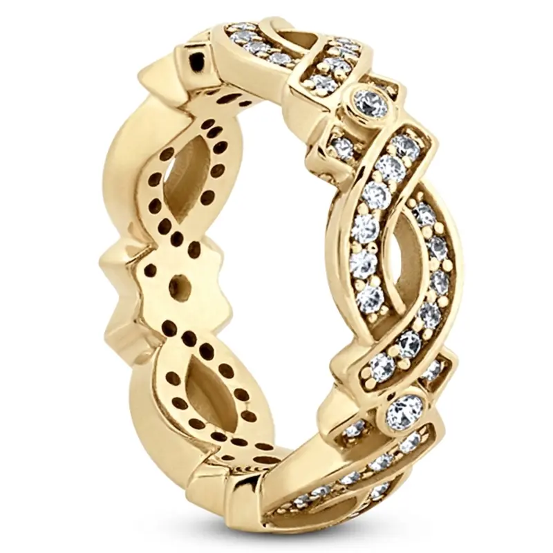 14K white gold Elegant Bead Set Eternity Wedding Band (0.66 ct. tw.) - alternate view 3