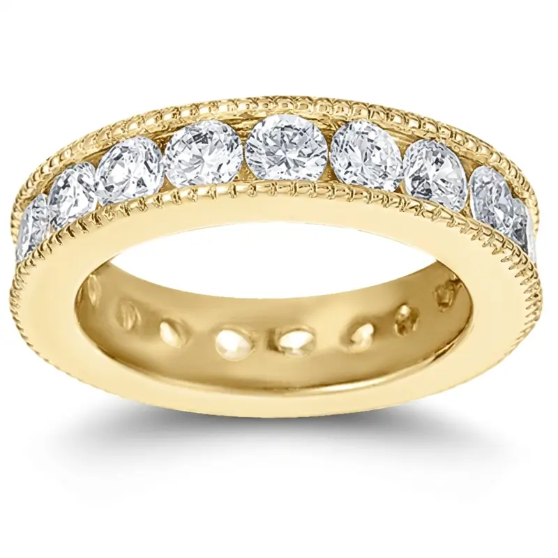 14K white gold 2.55 ct. Channel Set with Milgrain Edge Diamond Eternity Wedding Band - main view