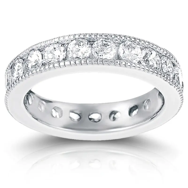 14K white gold 1.90 ct. Channel Set with Milgrain Edge Diamond Eternity Wedding Band - alternate view 2