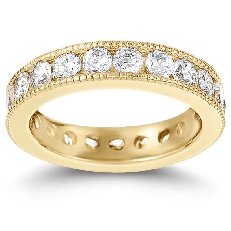 14K white gold 1.90 ct. Channel Set with Milgrain Edge Diamond Eternity Wedding Band - main view