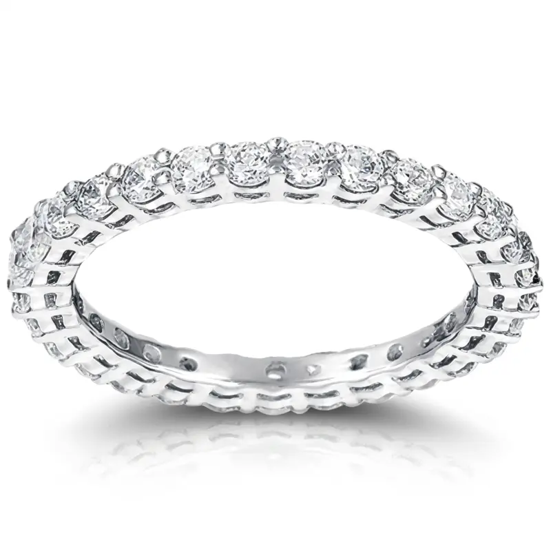 14K white gold Classic Common Prong Basket setting Diamond Eternity Band (0.87 ct. tw.) - main view