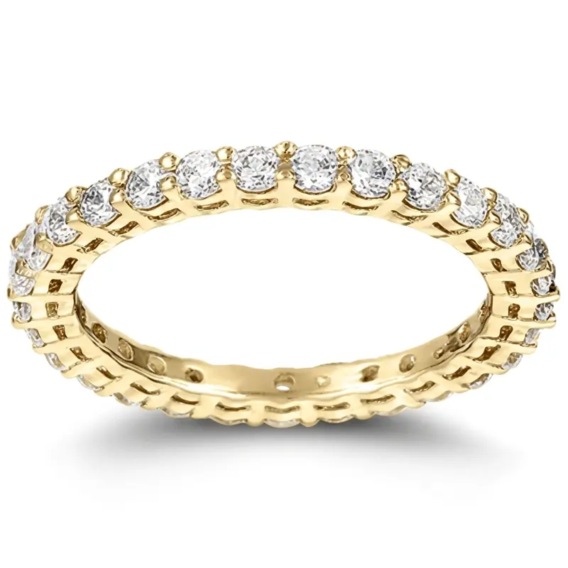 14K white gold Classic Common Prong Basket setting Diamond Eternity Band (0.87 ct. tw.) - alternate view 2