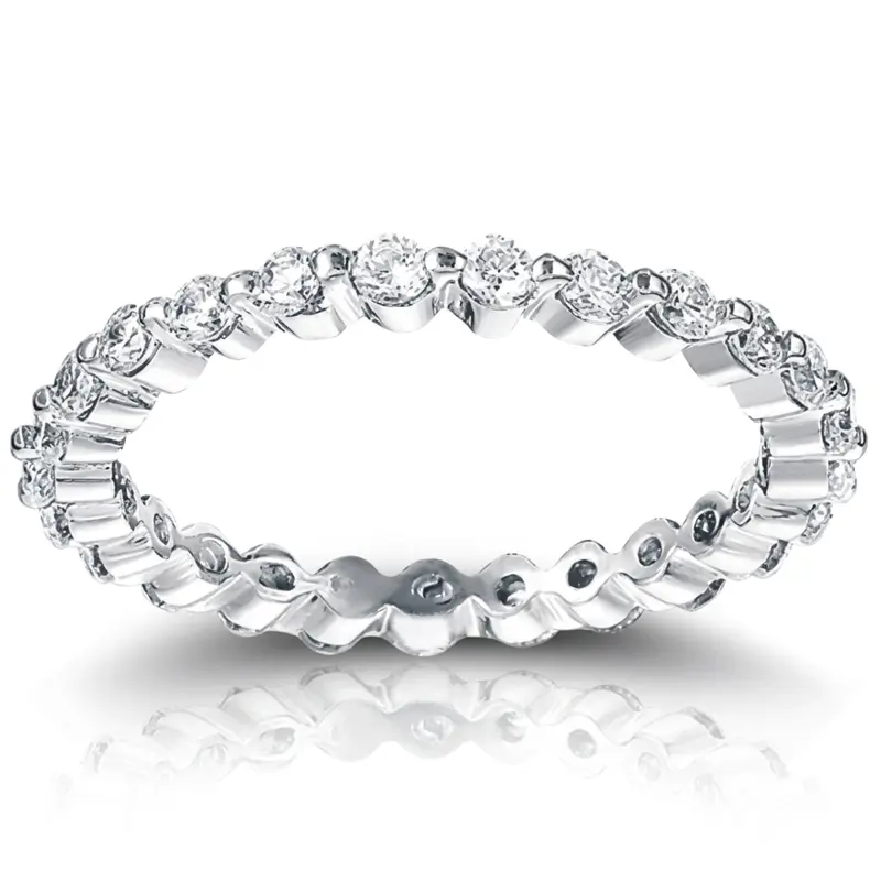 14K white gold 0.69 ct. Round Cut Diamond Eternity Wedding Band - main view