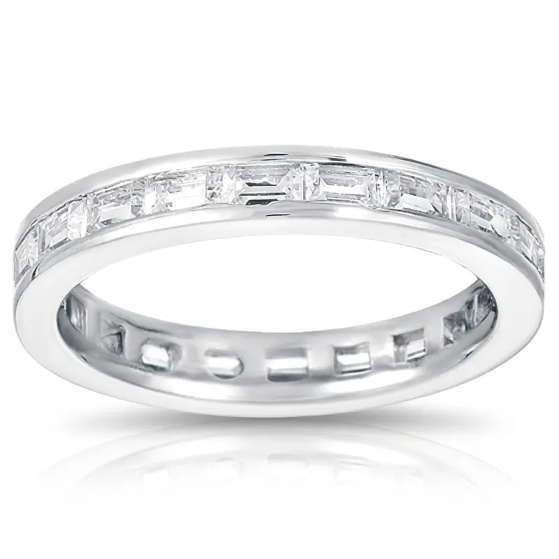14K white gold 1.62 ct. tw. Channel Baguette Diamond Eternity Wedding Band - main view