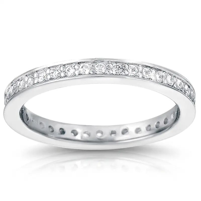 14K white gold 0.34 ct. Prong Set Round Cut Diamond Eternity Wedding Band - main view