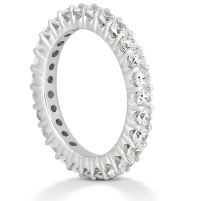 14K white gold 1.20 ct. Round Cut Prong Set Diamond Eternity Wedding Band - alternate view 3 thumbnail