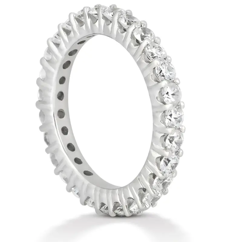 14K white gold 1.20 ct. Round Cut Prong Set Diamond Eternity Wedding Band - alternate view 3