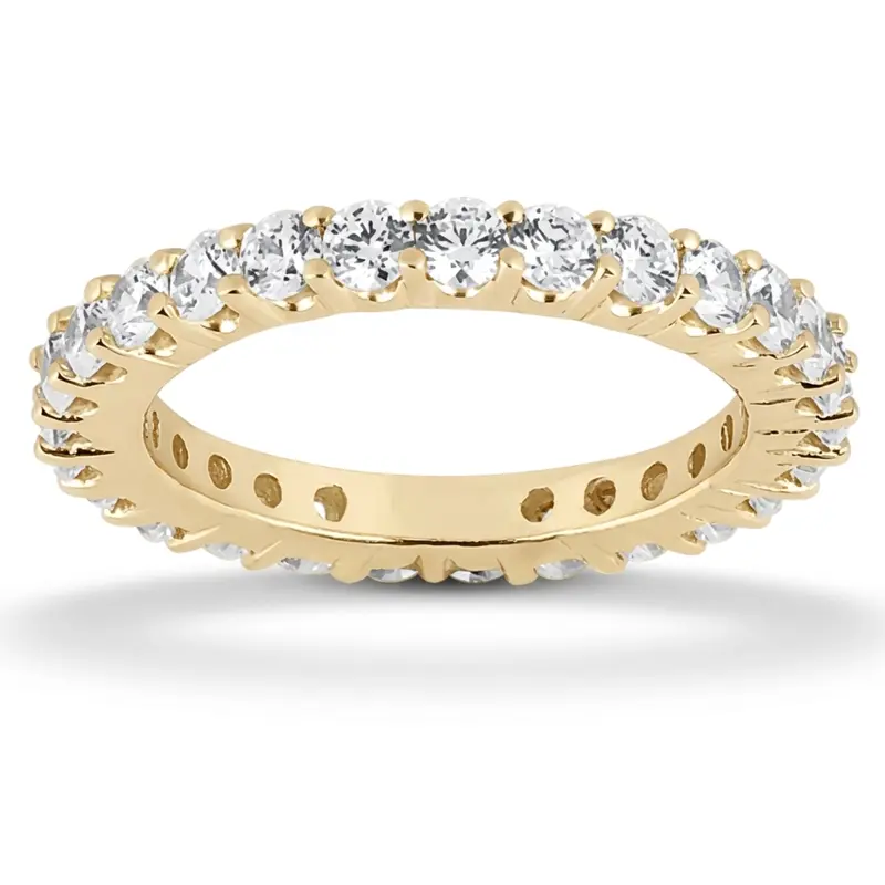 14K white gold 1.20 ct. Round Cut Prong Set Diamond Eternity Wedding Band - alternate view 2