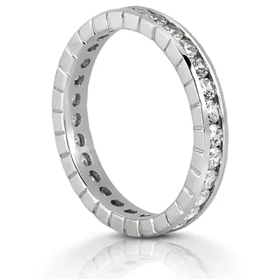 14K white gold 0.78 ct. Round Cut Channel Set Diamond Eternity Wedding Band - alternate view 3 thumbnail