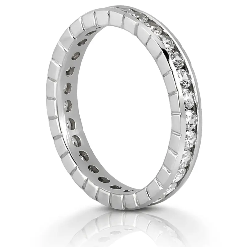 14K white gold 0.78 ct. Round Cut Channel Set Diamond Eternity Wedding Band - alternate view 3