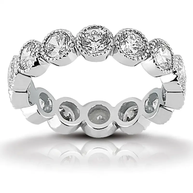14K white gold 1.95 ct. Milgrained Bezel Diamond Eternity Wedding Band - main view