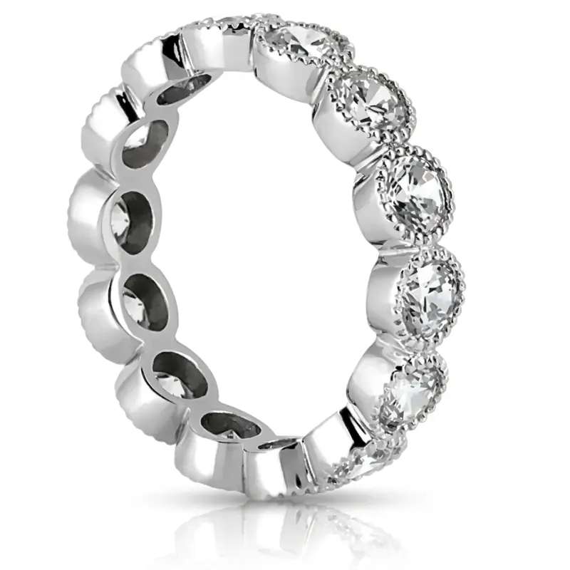 14K white gold 1.95 ct. Milgrained Bezel Diamond Eternity Wedding Band - alternate view 2