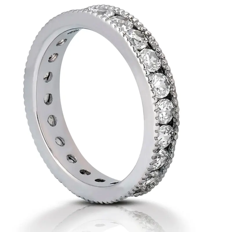 14K white gold 1.40 ct. Channel Set with Milgrain Edge Diamond Eternity Wedding Band - alternate view 3