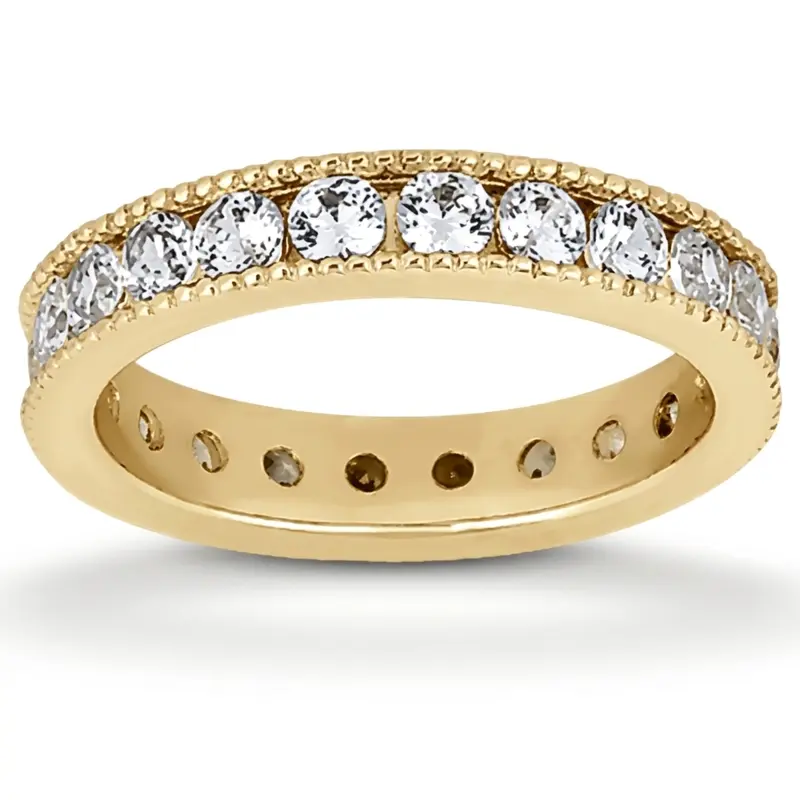 14K white gold 1.40 ct. Channel Set with Milgrain Edge Diamond Eternity Wedding Band - alternate view 2