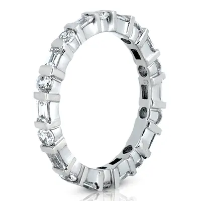14K white gold 1.36 ct. Multi-Shape Bar Set Diamond Eternity Wedding Band - alternate view 4 thumbnail