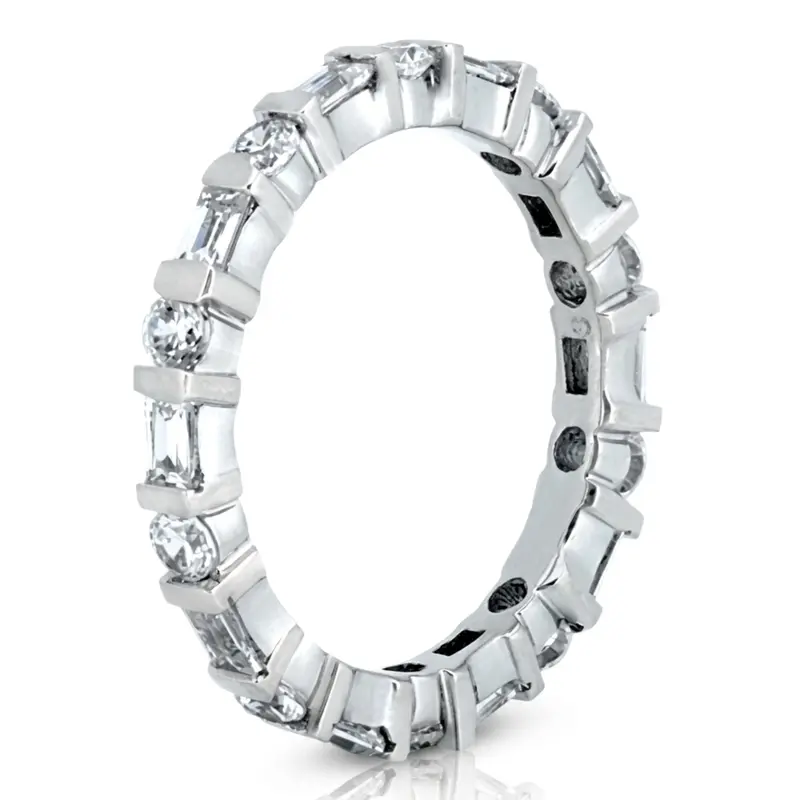 14K white gold 1.36 ct. Multi-Shape Bar Set Diamond Eternity Wedding Band - alternate view 4