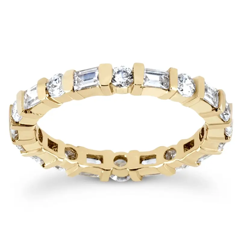 14K white gold 1.36 ct. Multi-Shape Bar Set Diamond Eternity Wedding Band - alternate view 2