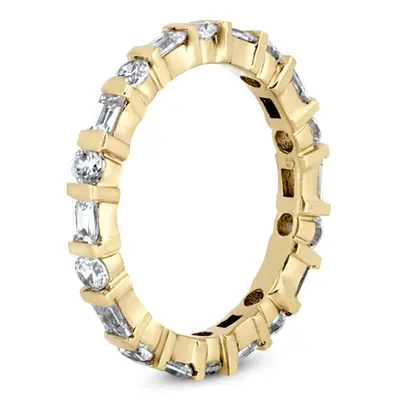 14K white gold 1.36 ct. Multi-Shape Bar Set Diamond Eternity Wedding Band - alternate view 3 thumbnail