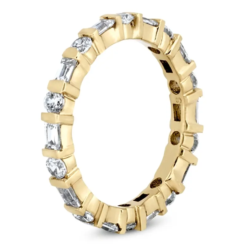 14K white gold 1.36 ct. Multi-Shape Bar Set Diamond Eternity Wedding Band - alternate view 3