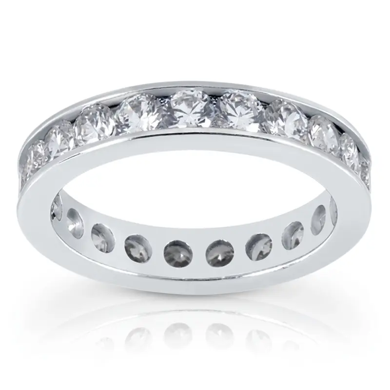 14K white gold 1.90 ct. Round Cut Channel Set Diamond Eternity Wedding Band - main view