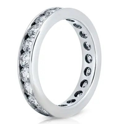 14K white gold 1.90 ct. Round Cut Channel Set Diamond Eternity Wedding Band - alternate view 4 thumbnail