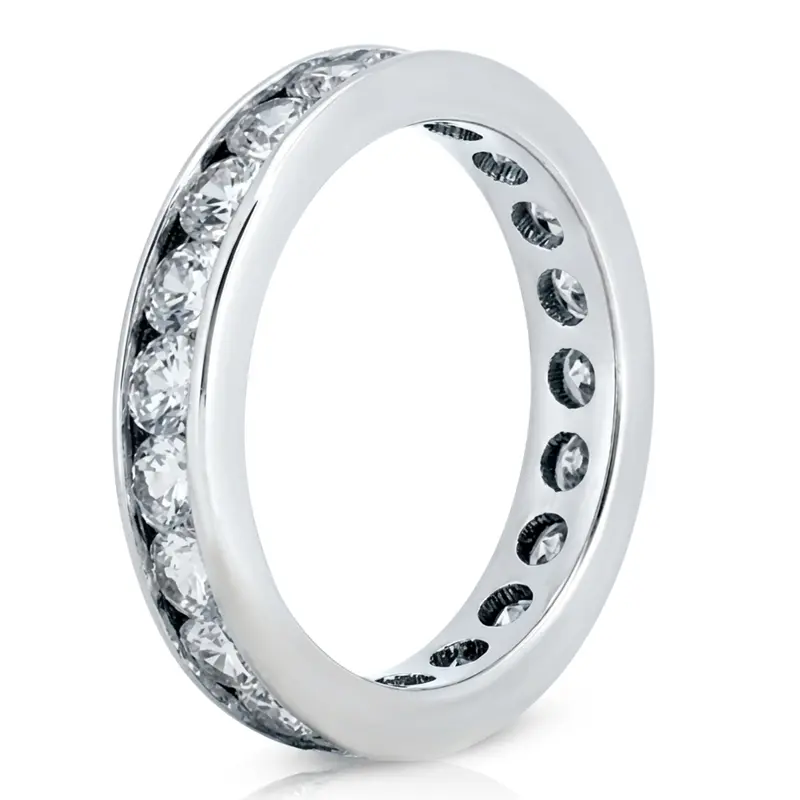 14K white gold 1.90 ct. Round Cut Channel Set Diamond Eternity Wedding Band - alternate view 4