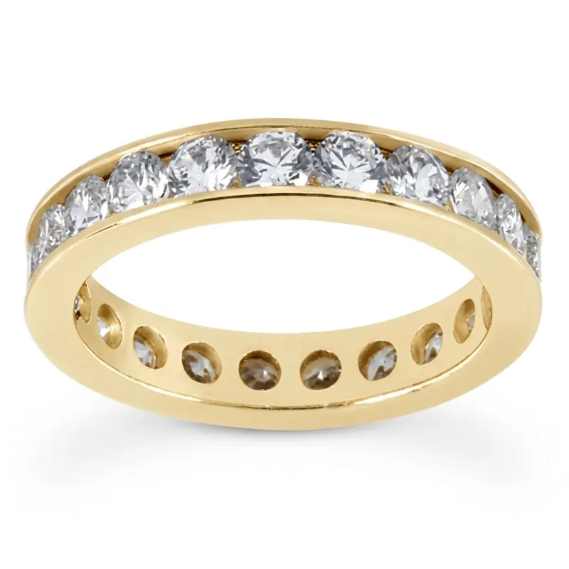 14K white gold 1.90 ct. Round Cut Channel Set Diamond Eternity Wedding Band - alternate view 2