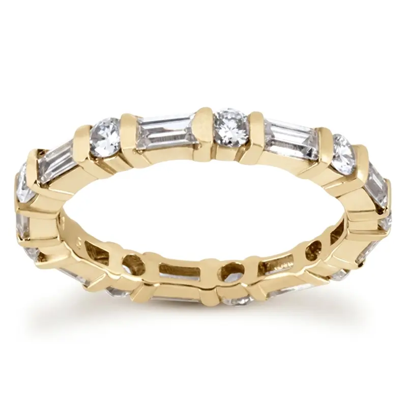 14K white gold 1.52 ct. Multi-Shape Bar Set Diamond Eternity Wedding Band 1 - alternate view 2