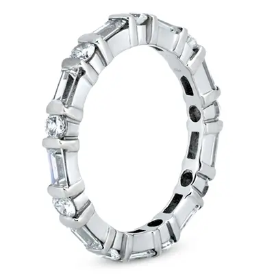14K white gold 1.52 ct. Multi-Shape Bar Set Diamond Eternity Wedding Band 1 - alternate view 4 thumbnail