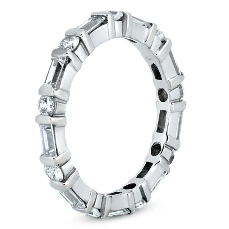 14K white gold 1.52 ct. Multi-Shape Bar Set Diamond Eternity Wedding Band 1 - alternate view 4