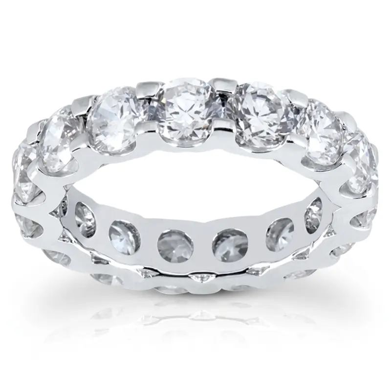 14K white gold 4.90 ct. Round Cut Prong Set Diamond Eternity Wedding Band - main view
