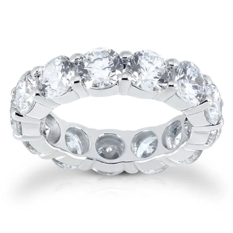14K white gold 5.40 ct. Round Cut Prong Set Diamond Eternity Wedding Band 1 - main view