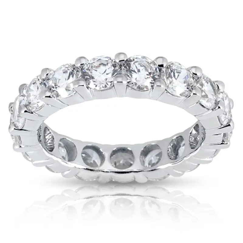 14K white gold 3.75 ct. Round Cut Prong Set Diamond Eternity Wedding Band - main view