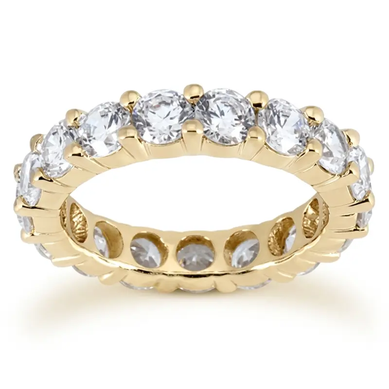 14K white gold 3.75 ct. Round Cut Prong Set Diamond Eternity Wedding Band - alternate view 2