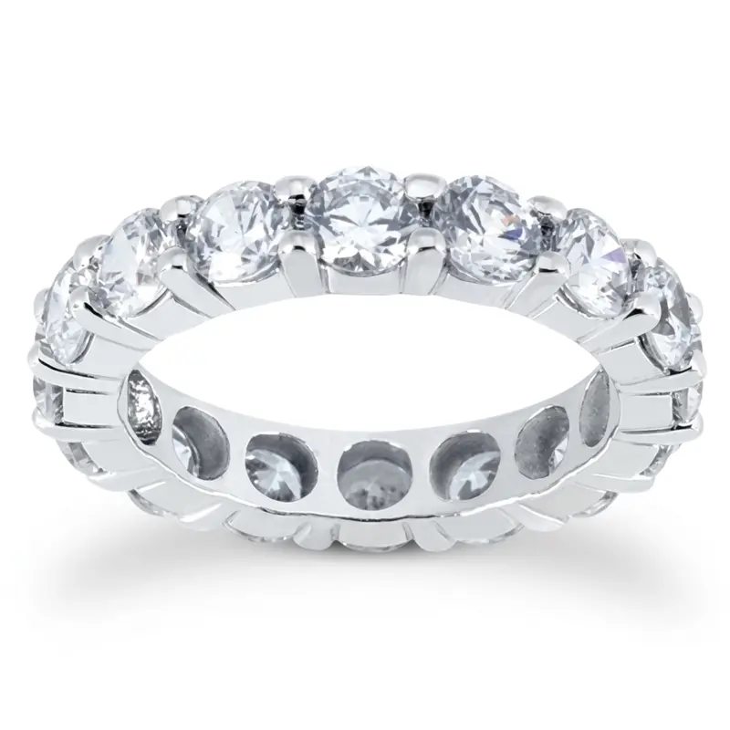 14K white gold 4.50 ct. Round Cut Prong Set Diamond Eternity Wedding Band 1 - main view