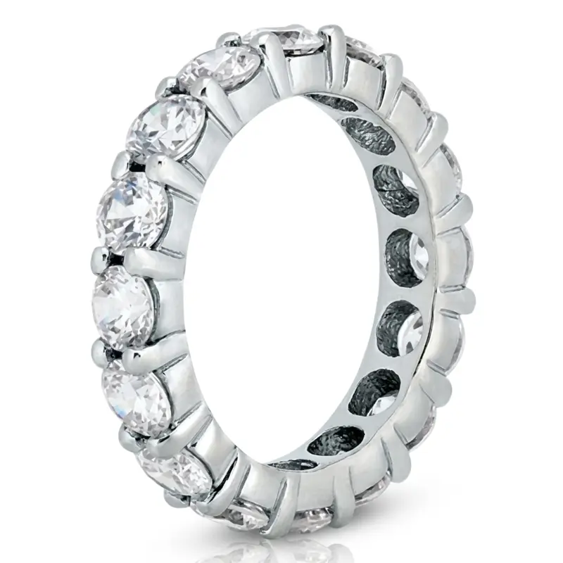14K white gold 4.50 ct. Round Cut Prong Set Diamond Eternity Wedding Band 1 - alternate view 3